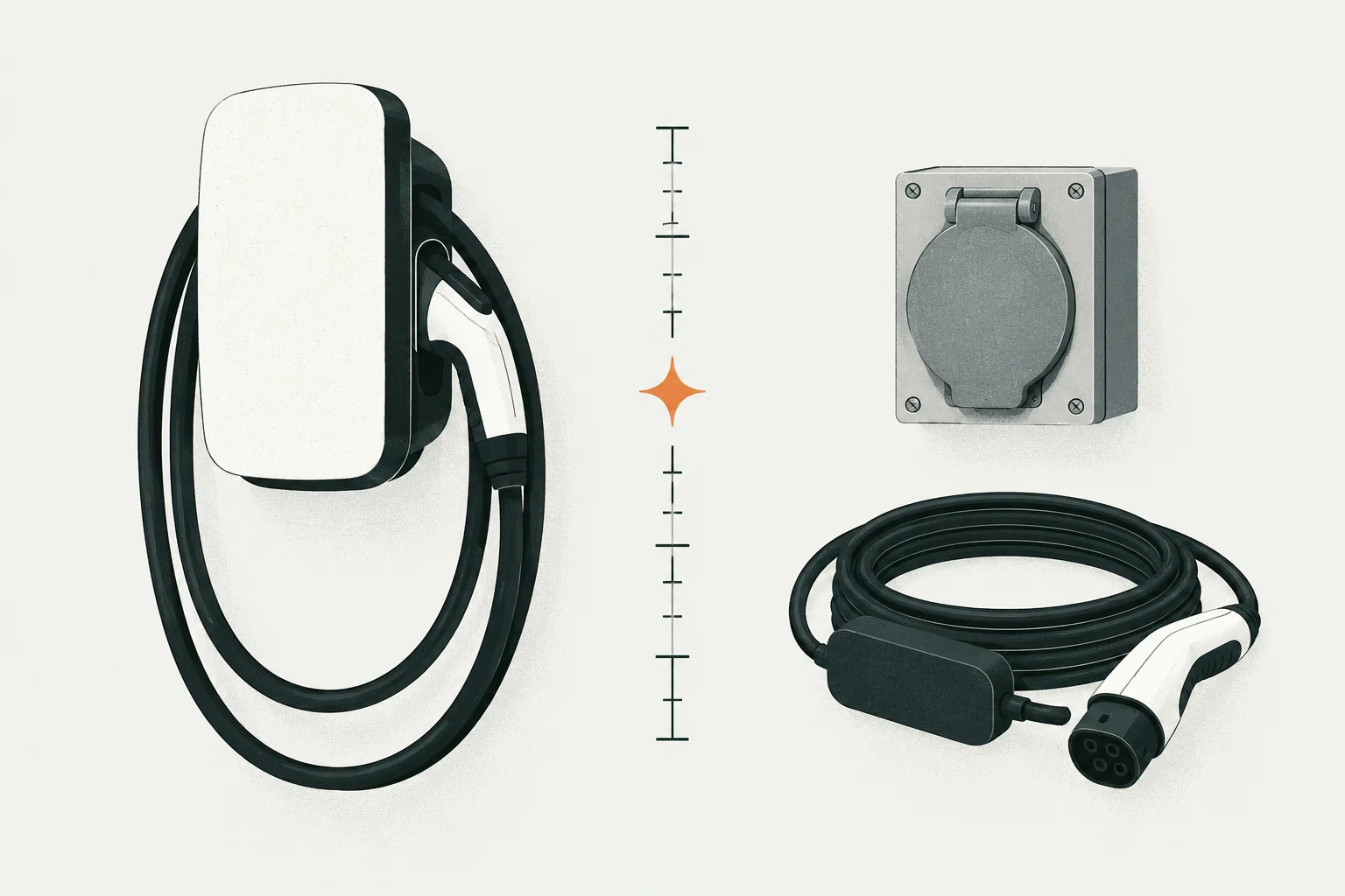 Hardwired and NEMA 14-50 home EV charging connection paths